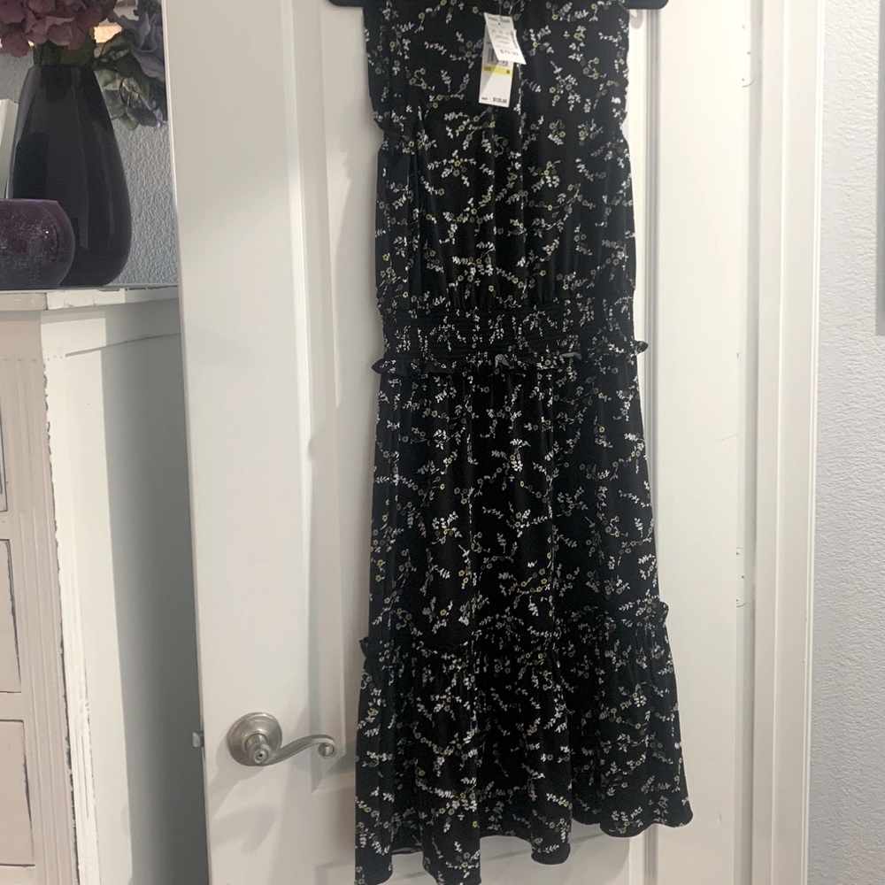 Michael Kors Dress black w/yellow & white flowers